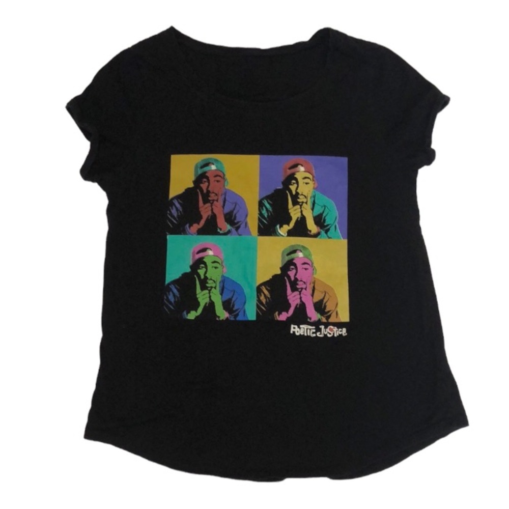 Tupac Womens Poetic Justice Pop Art Collage  Shirt Size S